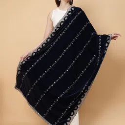 Moda Chales Embroidered Velvet Dupatta with Sequinned-image-67