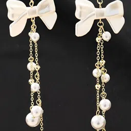 DressBerry Floral Long Pearls Drop Earrings-picture-38