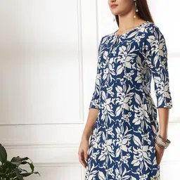 Anouk Rustic Floral Printed Round Neck Three-Quarter Sleeves Regular Straight Kurta image 4