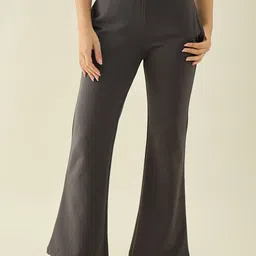 98 Degree North Women Mid-Rise Cotton Flared Trousers-picture-25
