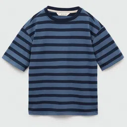 Mango Kids Boys Pure Cotton Striped Drop-Shoulder Sleeves T-shirt-picture-22