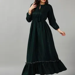 Krunal Raiyani Women Solid Tie-Up Neck Flared Fit and Flare Dress-picture-22