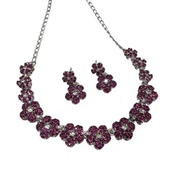 Women Click Rhodium-Plated Stone Studded Jewellery Set image 2