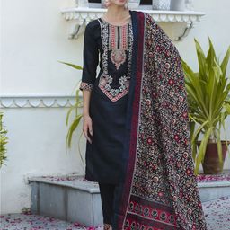 vredevogel Women Cotton Silk Kurta Pant Set-picture-2