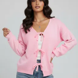 glitchez Tie-Up Front Oversized Fit Sweater-picture-28