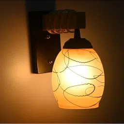 1ST TIME Yellow & Yellow Textured Wood Contemporary Abstract Shaped Shaped Wall Lamp image 4