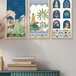 Kotart Brown & Blue 3 Pieces Wooden Wall Paintings-picture-18
