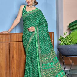 Panzora Floral Zari Bagru Saree-picture-26