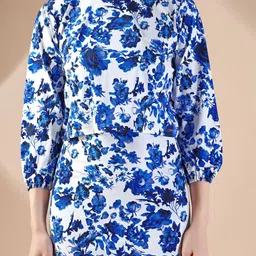 PURVAJA Printed Round Neck Three-Fourth Sleeves Top With Skirt Co-Ords image 4