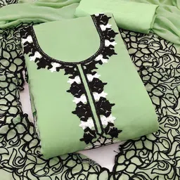 BlissFlair Floral Embroidered Thread Work Georgette Unstitched Dress Material image 3