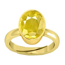 VISHVMA Gold-Plated 10.00 Ratti to 10.50 Ratti Sapphire Gemstone-Studded Finger Ring-picture-12