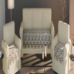 Fashion Throw Beige & Grey Printed Velvet 3 Piece Sofa Cover-picture-34