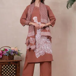 OH MI DIOS Women Ethnic Motifs Printed Cotton Kurta with Trousers & Dupatta-picture-27