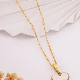 SZN Set Of 2 Gold-Plated Pearls Beaded Heart Shaped Pendent With Chain image 2