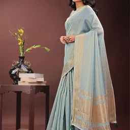 LeeliPeeri Designer Zari Woven Border Organza Saree image 4