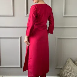 ATOXIC Women Red Chanderi Silk Kurta Sets image 2