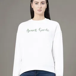 Red Tape Women Printed Pullover Oversized Sweatshirt image 5