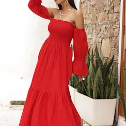 Tasya India Off-Shoulder Fit & Flare Midi Dress image 5