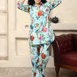 House Of Attire Printed Pure Cotton Collared Neck Tunic With Trousers Co-Ords-picture-9