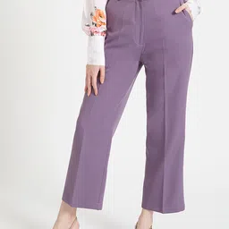 AMSWAN Women Smart Straight Fit High-Rise Trousers-picture-22