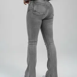 Off Duty India Women Bootcut High-Rise Low Distress Heavy Fade Jeans image 4