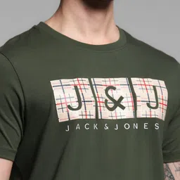 Jack & Jones Men Typography Printed Applique T-shirt image 4