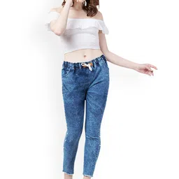 NEUNK Women Comfort Slim Fit Mid-Rise Heavy Fade Stretchable Jeans image 2