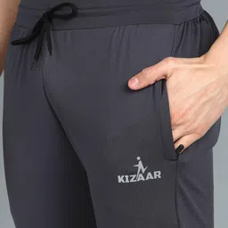 kizaar Men Solid Grey Track Pants image 5