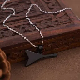 SZN Men Silver-Plated Guitar Shaped Pendant with Chain-picture-15