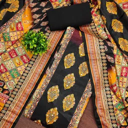 HERE&NOW Printed Silk Chiffon Unstitched Dress Material-picture-30