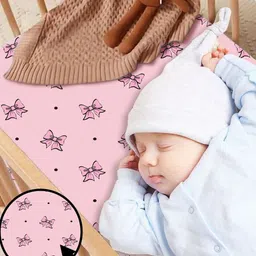 Bodycomfy Pink & Cream-Coloured Cartoon Characters 400 TC 2 Crib Bedsheet with Pillow Covers image 3