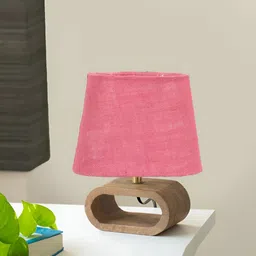 Devansh Pink Wood Traditional Frusturical Shaped Table Lamp image 2