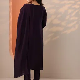 Libas Women Ethnic Motifs Embroidered Regular Kurta & Trouser With Dupatta image 4