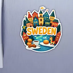 GIFTODAY Blue & Yellow Sweden Printed Decorative Magnets image 5