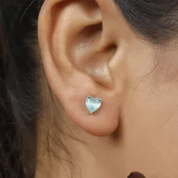 VIVAZS Set Of 5 Silver-Plated American Diamond Studded Heart Shaped Studs image 2