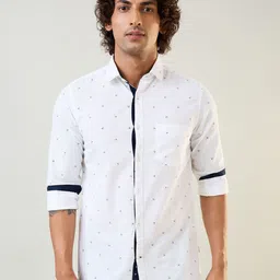 TIM PARIS Standard Printed Spread Collar Pure Cotton Casual Shirt-image-3