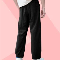 afwaah Men Self Design Black Track Pants image 2