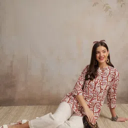 Anouk Rustic Women Ethnic Motifs Printed Mandarin Collar Top image 2
