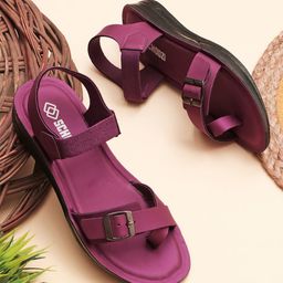 SCHOOZI Women One Toe Flats With Buckles-picture-26
