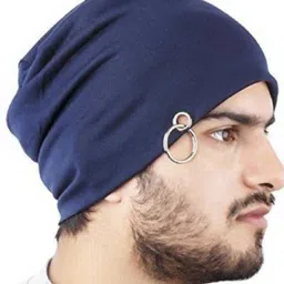 Evanden Men Solid Cotton Beanie Cap With Ring-image-2
