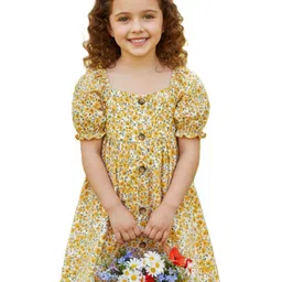 YK Floral Print Puff Sleeve Fit & Flare Dress-picture-42