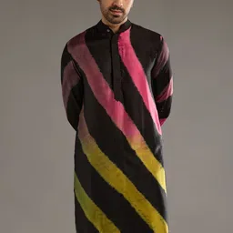 KALKI Fashion Men Dyed Regular Linen Kurta with Trousers image 2