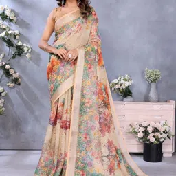 GOHILL ENTERPRISE Floral Printed Zari Border Saree-image-23