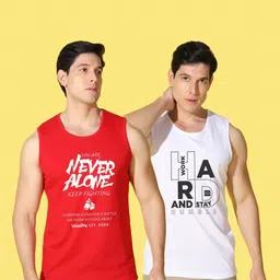 WOOSTRO Men Pack of 2 Printed Applique Slim Fit T-shirt image 3