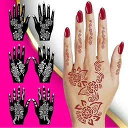 VOORKOMS Mehndi Stencil Sticker Designs With Detailed Floral & Leaf-picture-39