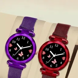 SZN Women Dial & Stainless Steel Straps Analogue Watch Mag Flower Purple+RedSZNN36514466-image-19