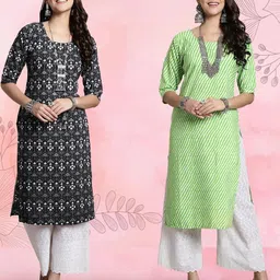 Ethnic basket Women Pack Of 2 Multicoloured Crepe Kurtas-picture-22
