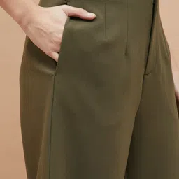 CODE by Lifestyle Women Regular Fit Mid-Rise Pleated Parallel Trousers image 2