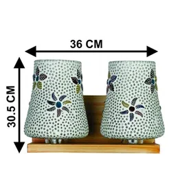 1ST TIME Multicoloured & White Textured Wood Traditional Frustum Shaped Wall Lamp image 3