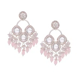 MEIRA JEWELLERY Silver-Plated Stones Studded & Beaded Contemporary Drop Earrings image 1